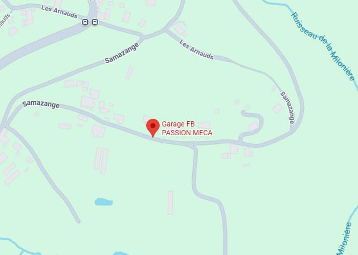 Garage FB PASSION MECA à Samazange - Carte d'accès Carte localisant Garage FB PASSION MECA sur la route de Samazange, près des Arnauds, avec le Ruisseau de la Milonière à proximité.